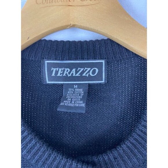 Terazzo Sequin Cat Button Down Cardigan Black 90's Women's Medium - Picture 13 of 14